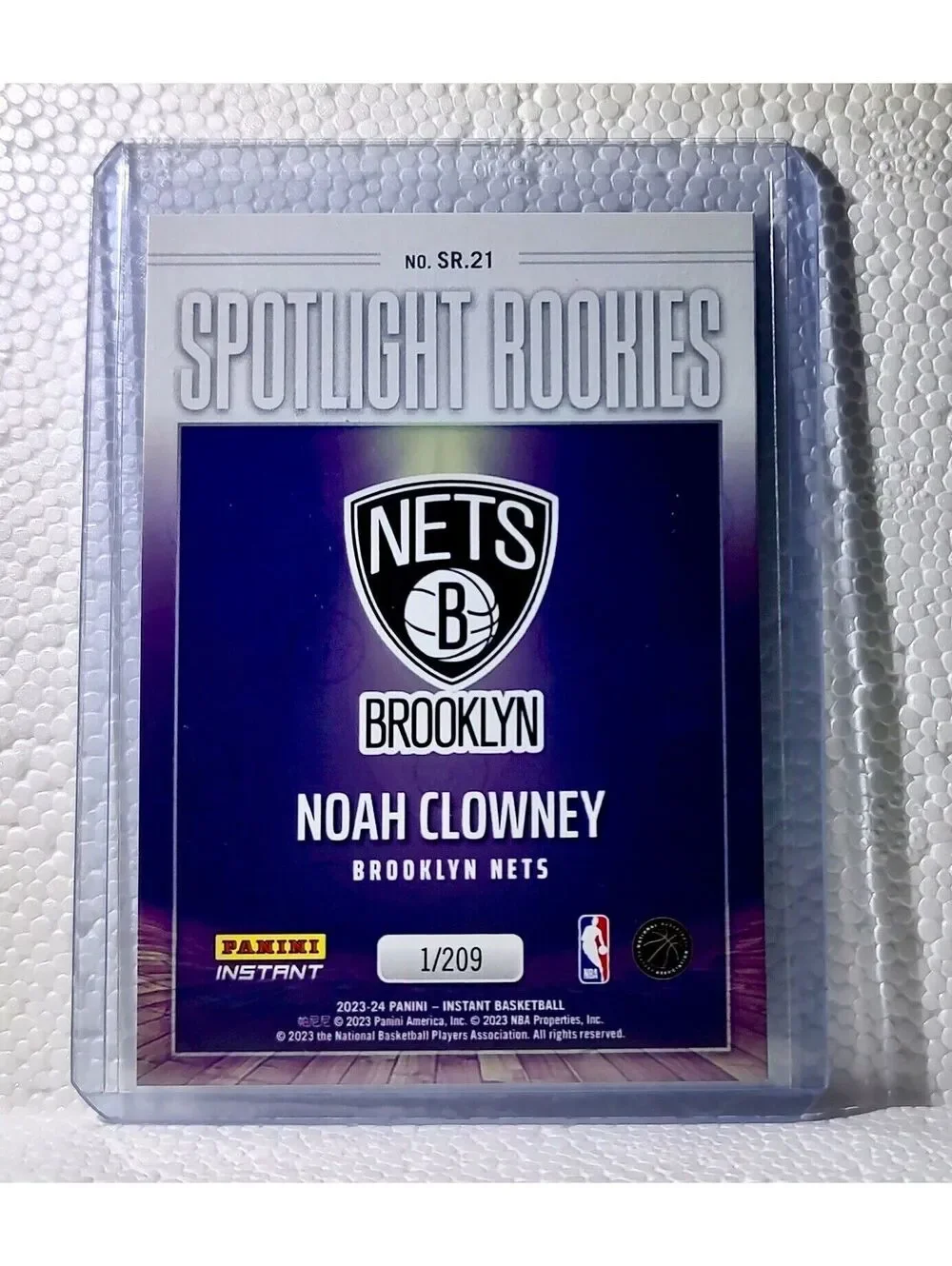 Noah Clowney 2023-24 Panini #21 NBA Spotlight Rookies Basketball Card Nets 1/209